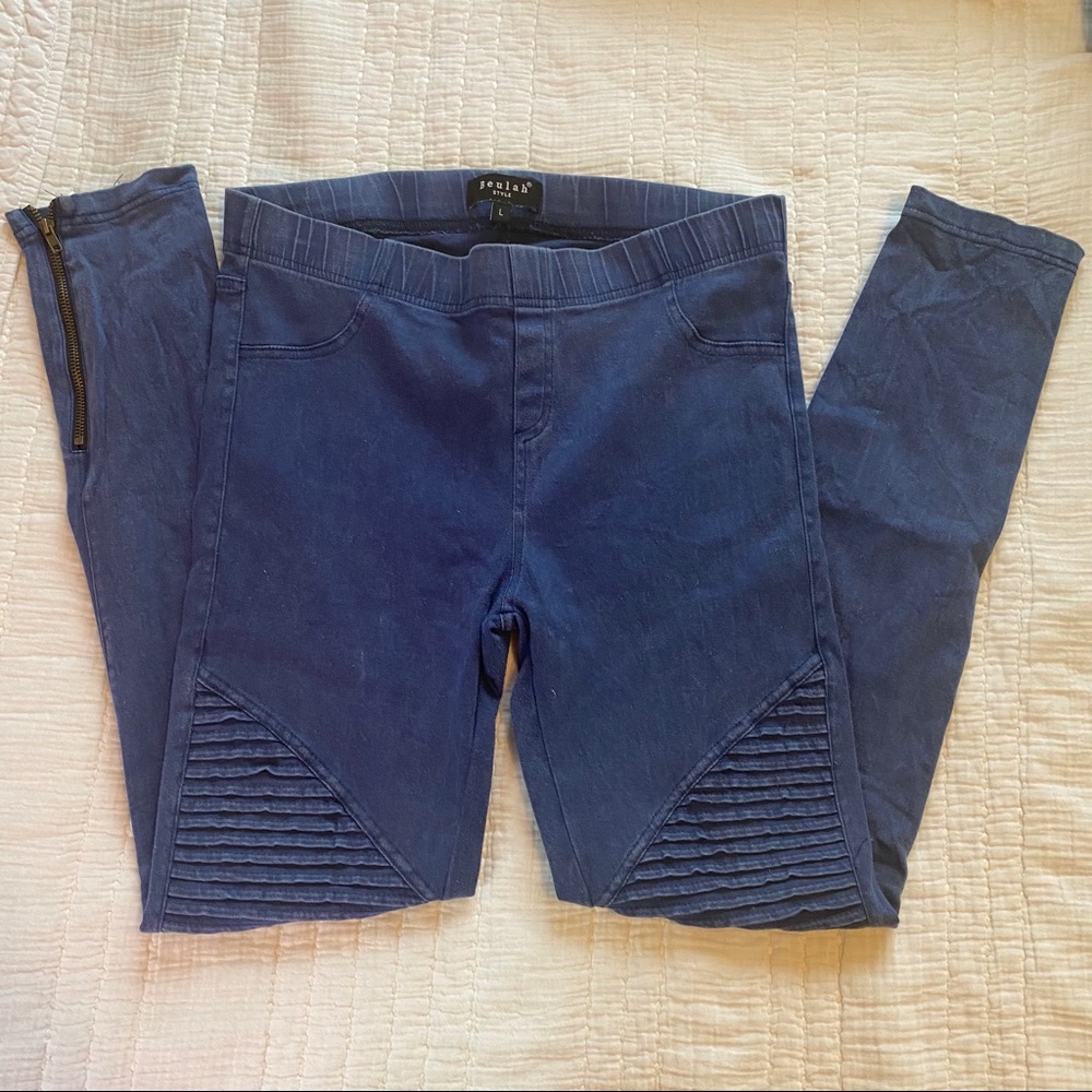 Beulah Moto Jeggings Blue